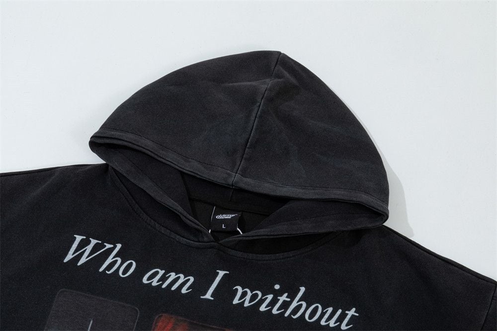 Men Creative 9‑Grid Graphic Print Pullover Hoodie, Washed Loose Hip‑Hop Street‑Style Sweatshirt for Spring Autumn