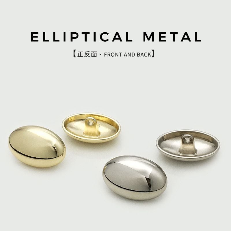 Smooth Surface Sew-on Buttons Minimalist Oval Mushroom Metal Buttons