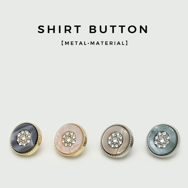 Two-tone Metal Buttons with Rhinestones, Small Buttons for Pink Shirts
