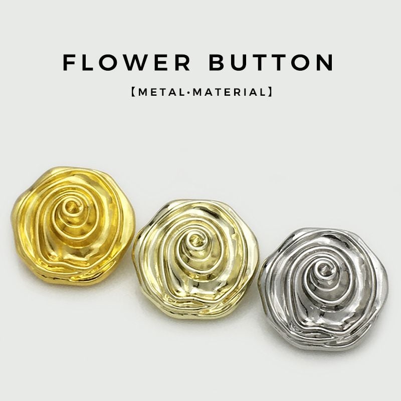 Vintage 3D Rose Flower Metal Buttons
