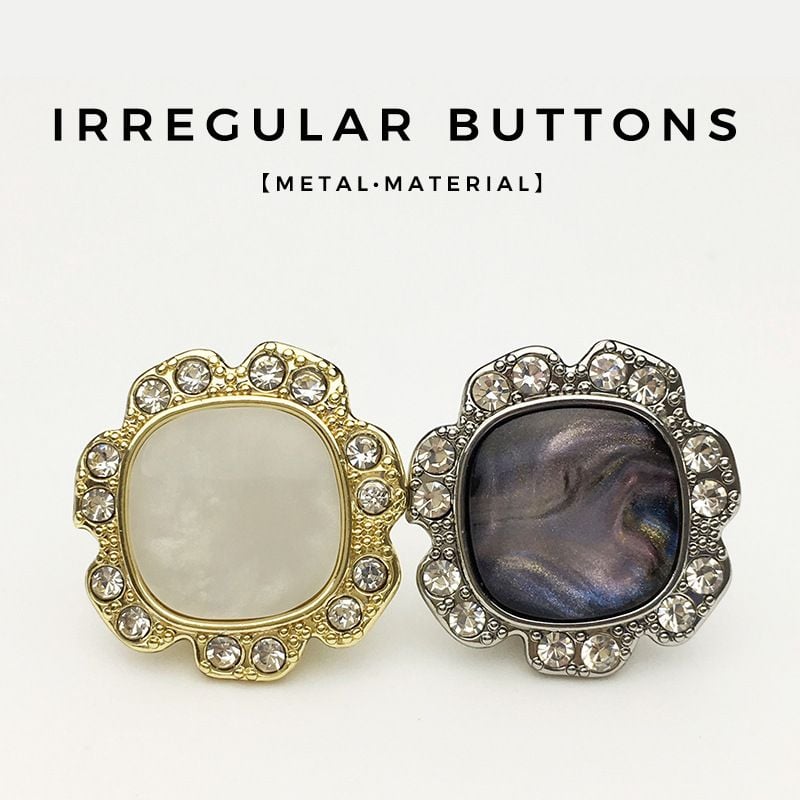 Luxury Square Metal Buttons with Rhinestones, All-match Stylish Accessories