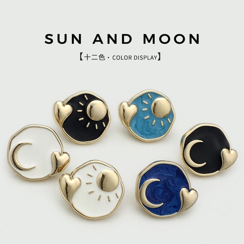 Premium irregular metal sun moon heart buttons