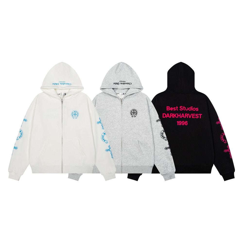 Gothic Letter Graphic Hooded Zip Sweatshirt, Men's Niche Street Style Loose Zip Up Outerwear Spring Autumn