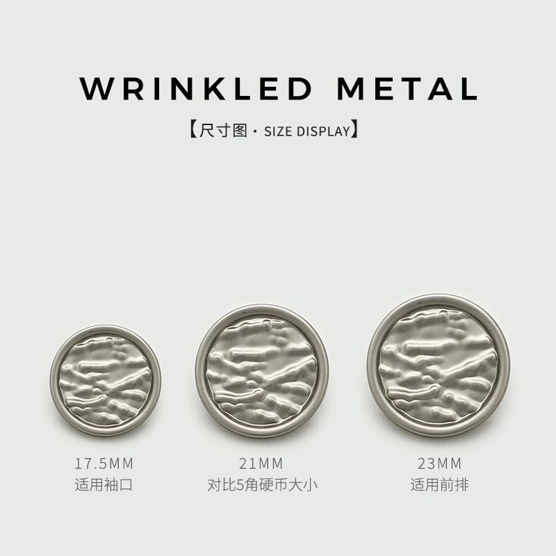 Retro Textured Round Metal Buttons with Dimpled Surface for Wool Coats