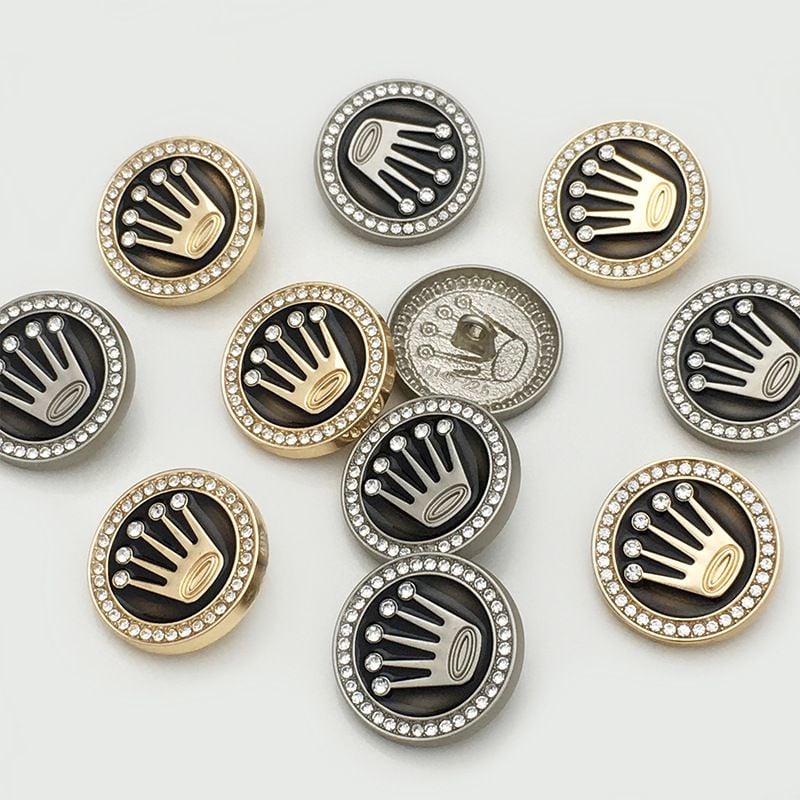 Premium Round Rhinestone Crown Buttons British Style Buttons for Suits