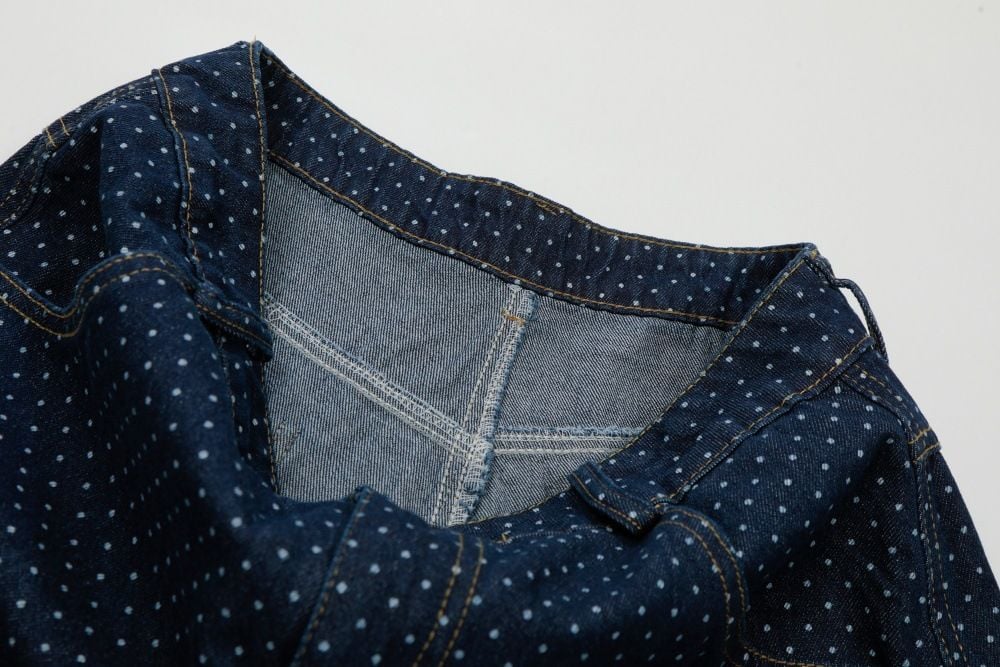 Men's European American trendy brand full print polka dot cargo denim seven-point shorts