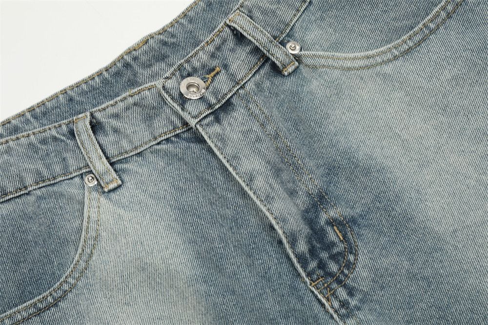 Men's reversed wear style denim cropped cargo capri shorts