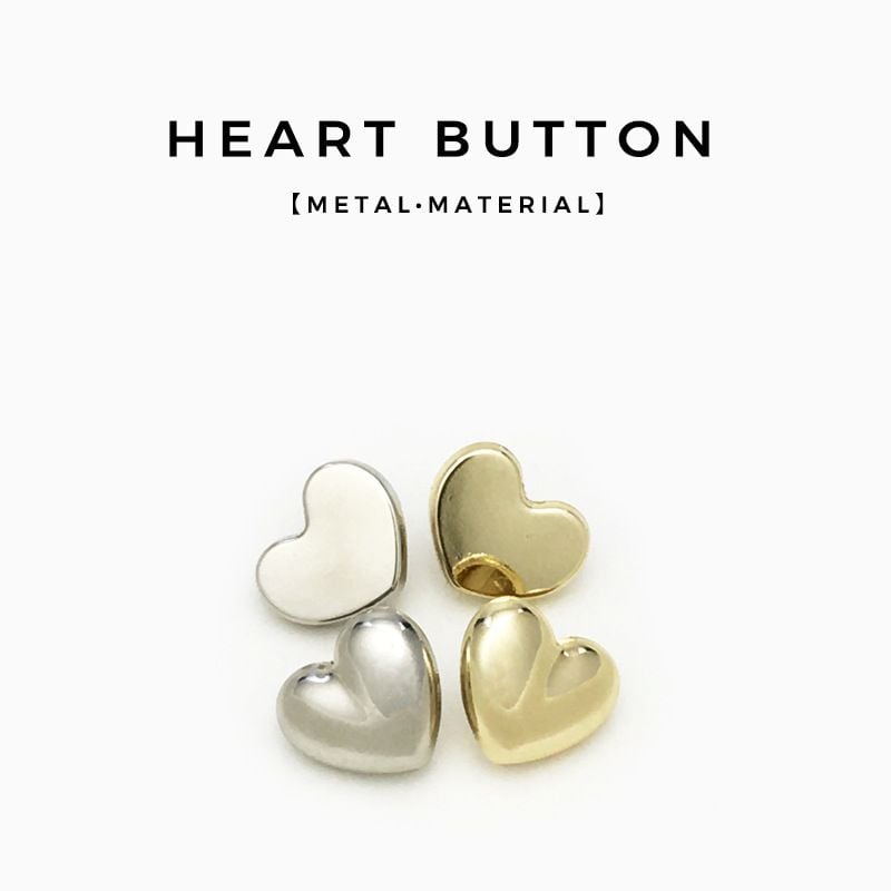 Gold Flat Heart Buttons Exquisite Metal Heart Shaped Shirt Buttons