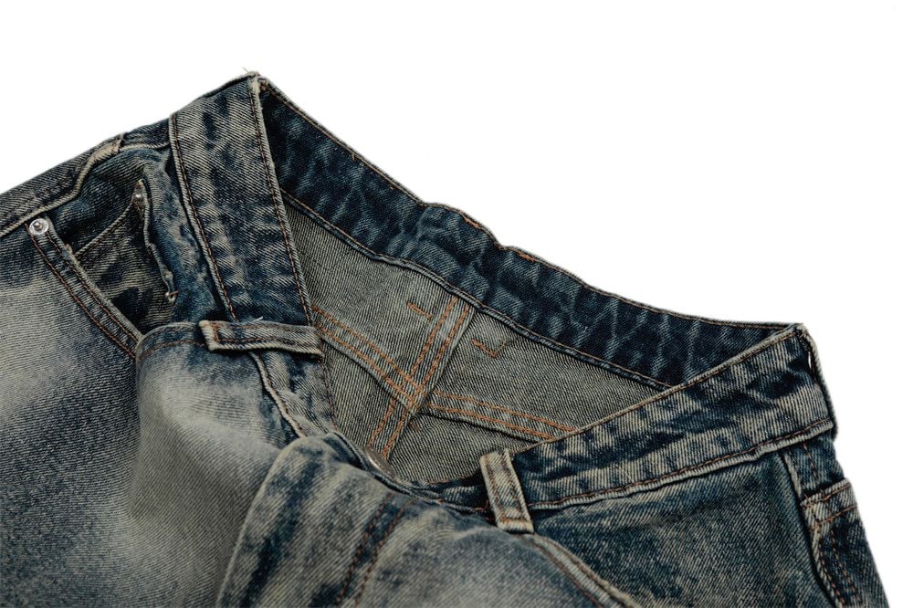 Men's Gradient Washed Denim Shorts, Loose Wide-Leg Straight Fit