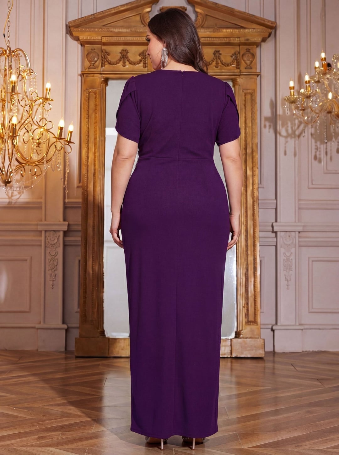 Plus Size Elegant Bridesmaid Dress Slim Fitted Hip Hugging Dress