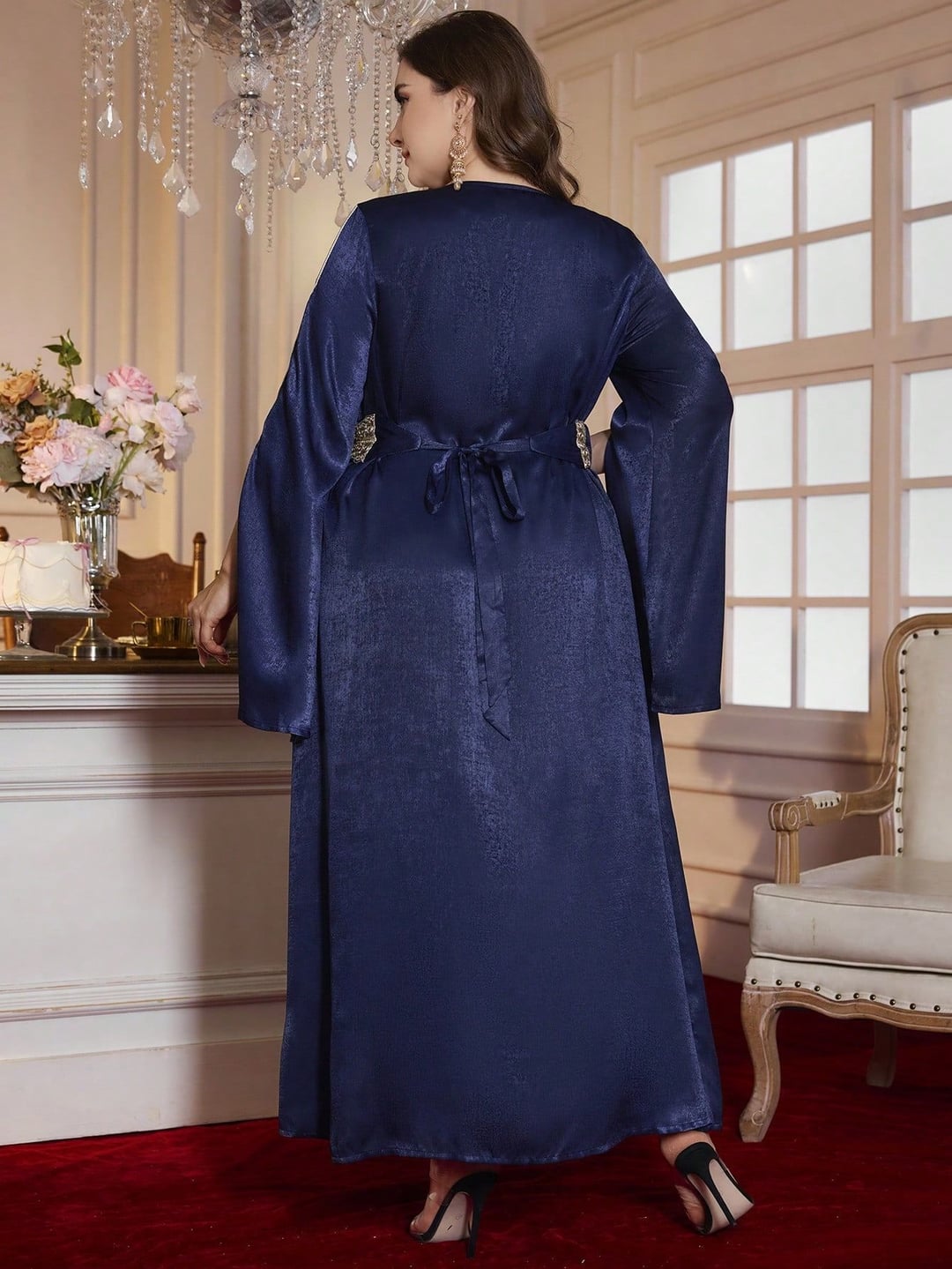 Embroidered Rhinestone Women Evening Dress