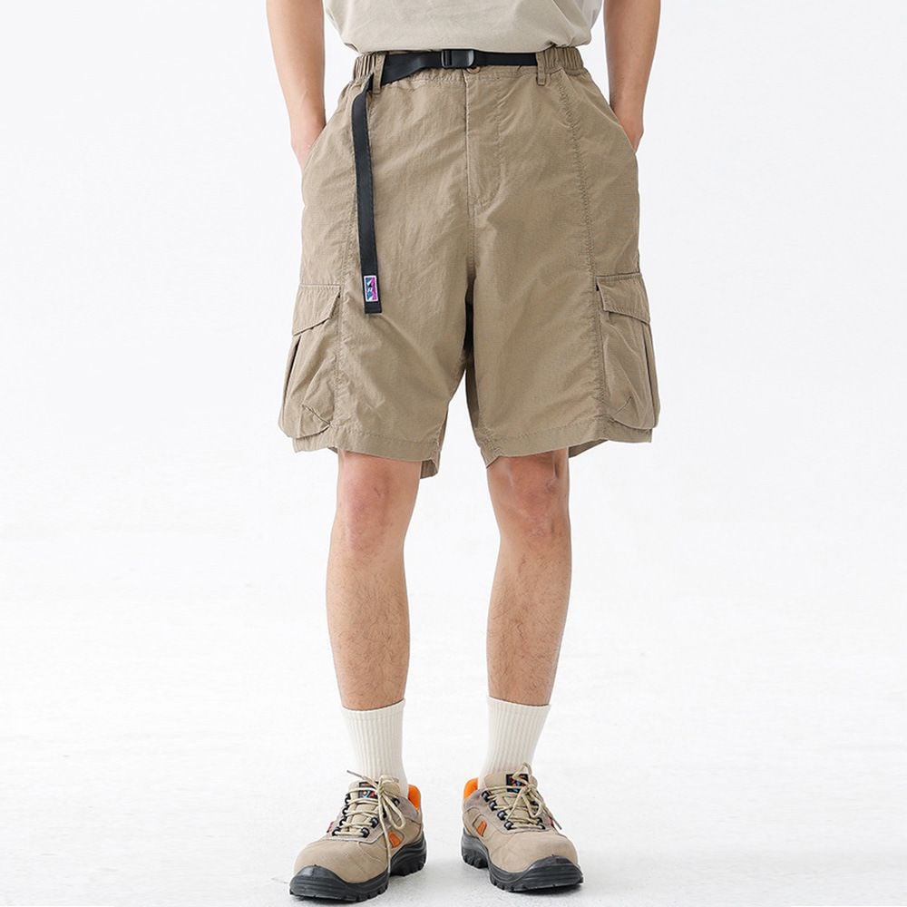 Men's summer loose casual cargo shorts with matching belt and big pockets