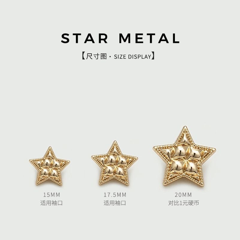 Convex Pentagram Metal Buttons