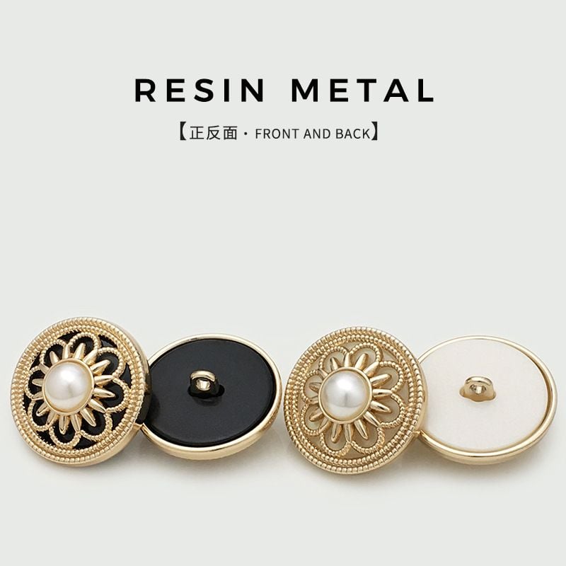 Elegant Round Pearl Flower Metal Buttons for Coats, Trench Coats, Blazers & Cardigans
