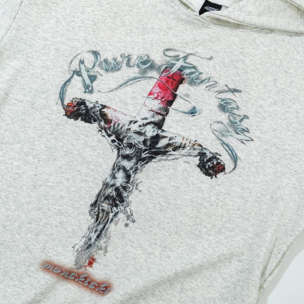 Men Creative Cross Graphic Print Pullover Hoodie, Vibe Hip‑Hop Street‑Style Loose Sweatshirt With Patch Pockets for Spring Autumn