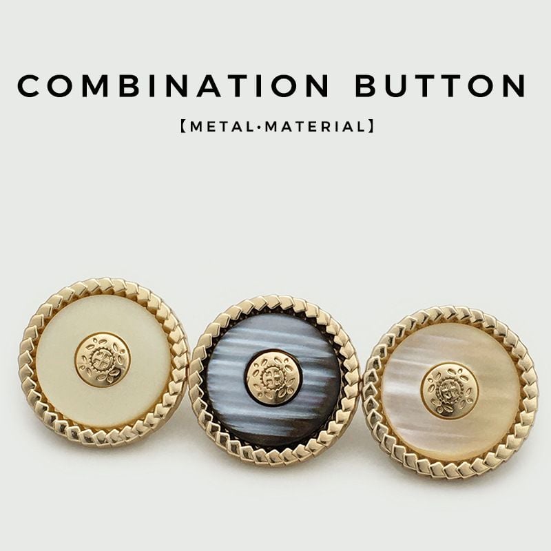 Round Resin Metal Combined Buttons Wave Pattern Two-tone Mixed Buttons