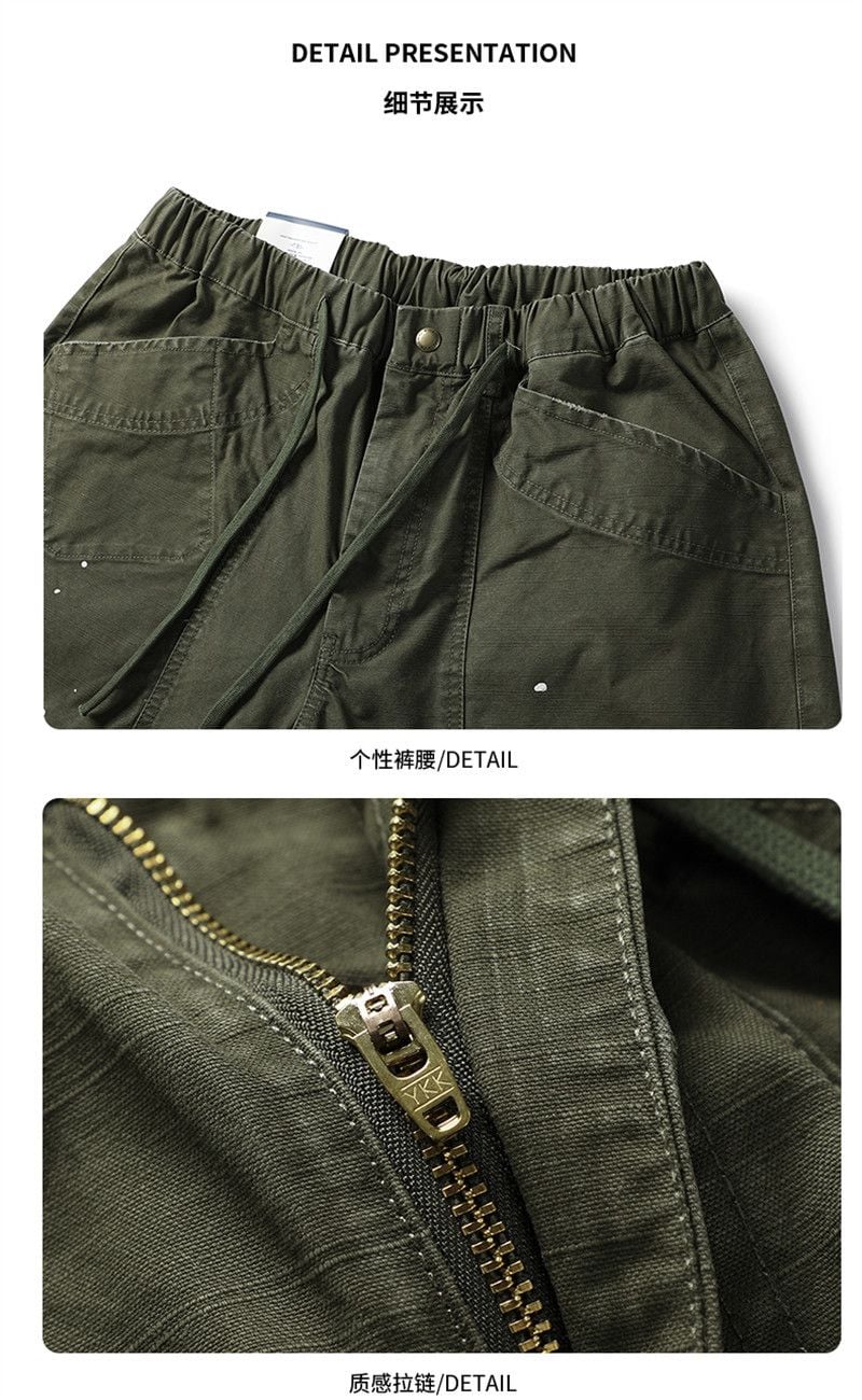 Men’s Summer Trendy Cargo 5‑Inch Shorts, High‑Street Design, Ripped & Paint‑Splash Detail, Loose Casual Streetwear Shorts