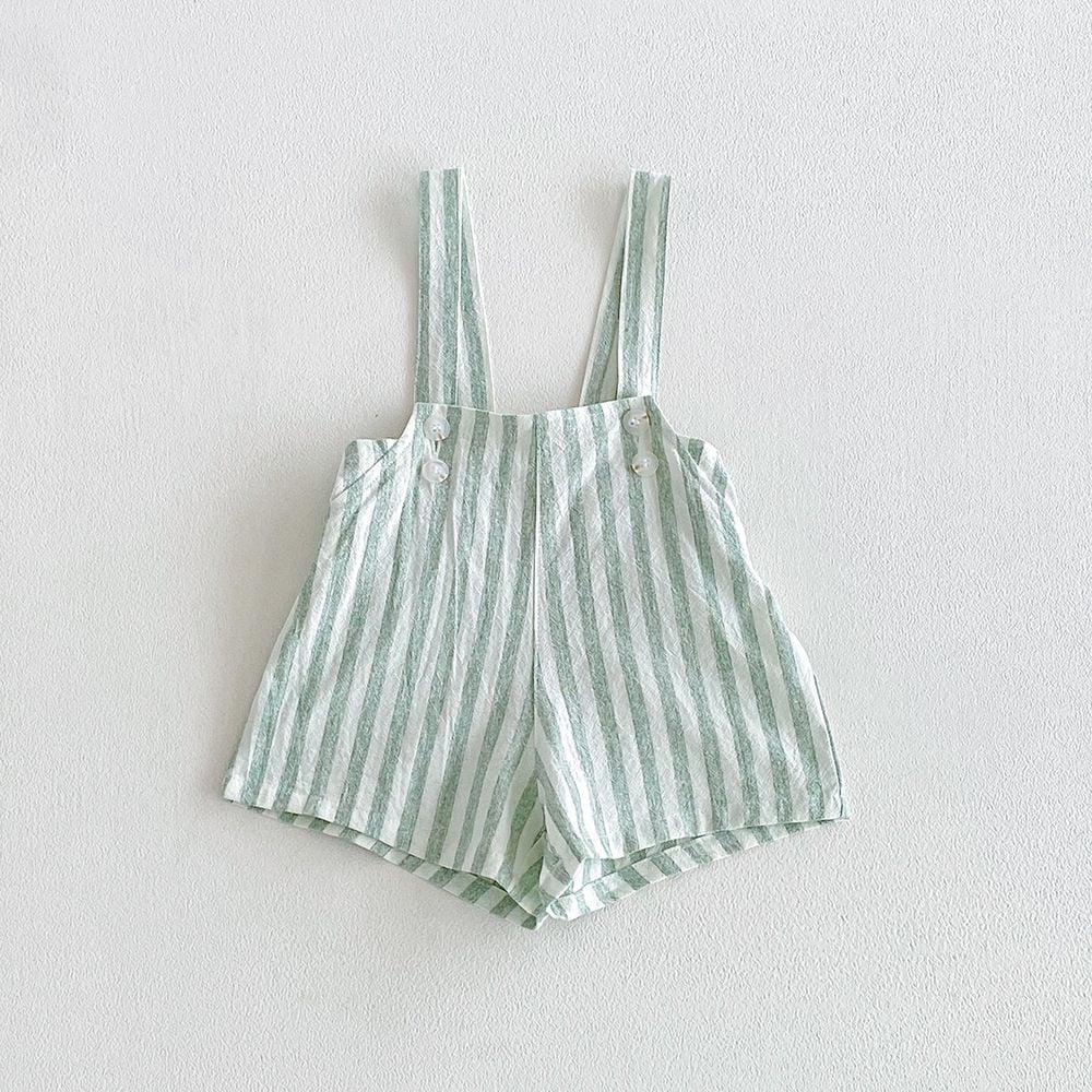 Baby Plaid Linen Cotton Denim Overalls, All-match Casual Romper for 2026 Spring & Summer