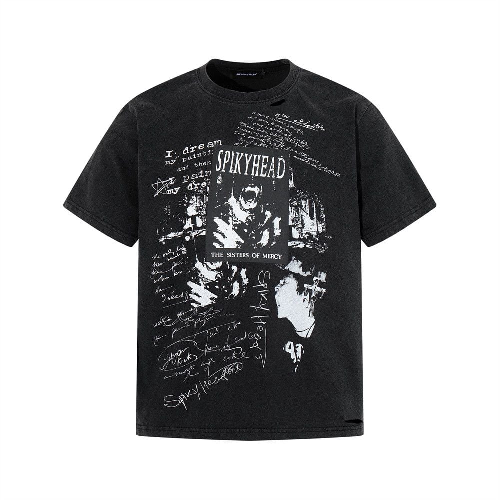 Men's cotton loose graffiti short-sleeve T-shirt for summer