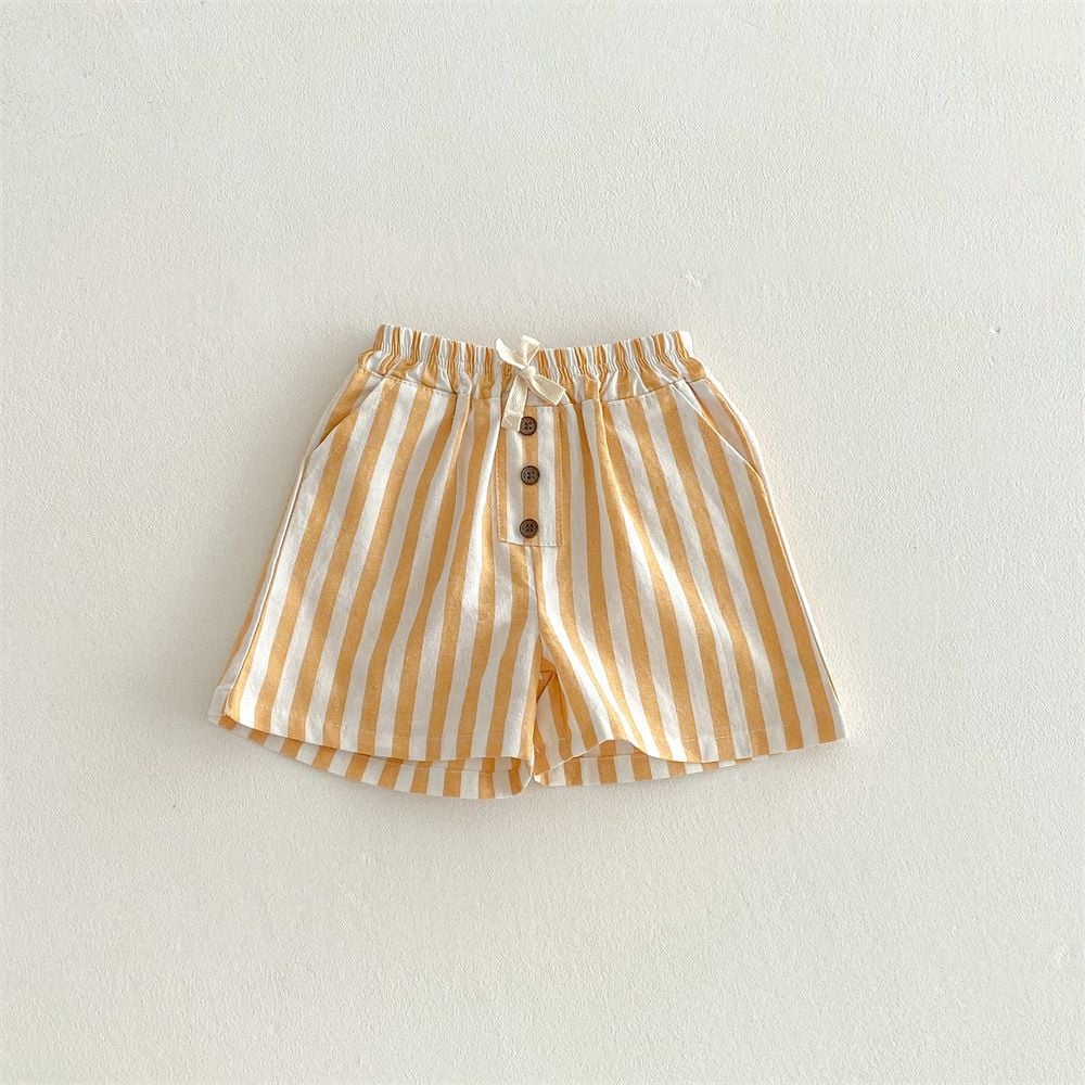 Boys Striped Drawstring Beach Shorts, Loose Pocket Shorts, Casual Daily Wear for Toddlers