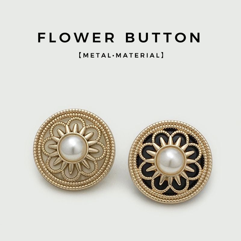 Elegant Round Pearl Flower Metal Buttons for Coats, Trench Coats, Blazers & Cardigans