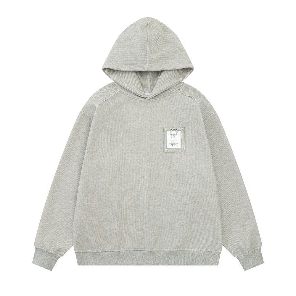 Men Vibe‑Style Pullover Hoodie, Unique Design with Raw‑Edge Splicing, Loose Casual Street‑wear Sweatshirt for Spring Autumn