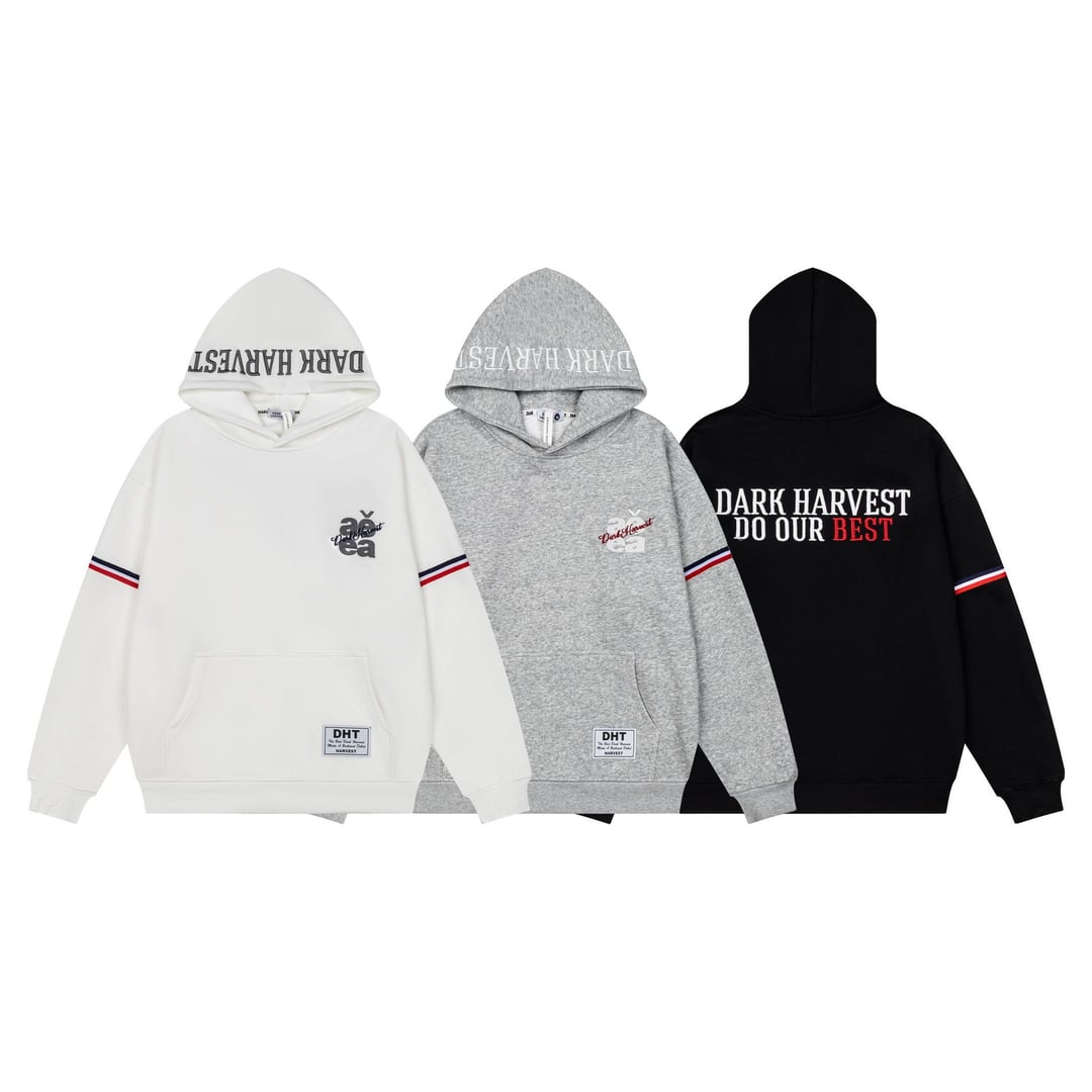 Men's American Streetwear Pullover Hoodie, 3D Raised Letter Embroidery, Loose Oversized Casual Sweatshirt for Spring & Autumn