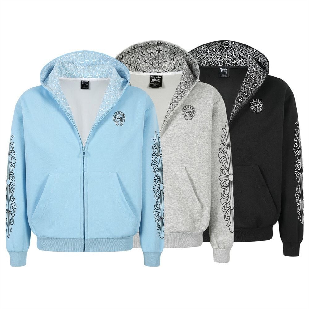 Men Vibe Streetwear Zip‑Up Hoodie Jacket, Dark‑Tone Gothic Sanskrit Letter Print Loose Casual Sweatshirt for Spring Autumn