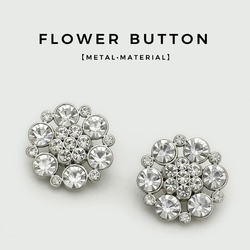 High-grade Hollow Out Rhinestone Flower Shaped Metal Buttons