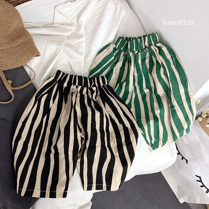Striped Wide Leg Pants for Boys & Girls, Breathable 7/8 Length Sports Pants for Spring Summer Autumn