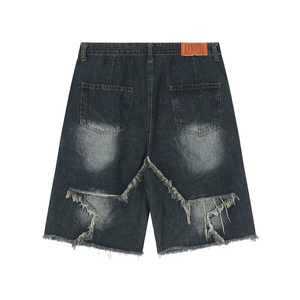 Men's American High Street Star Patch Embroidered Denim Shorts