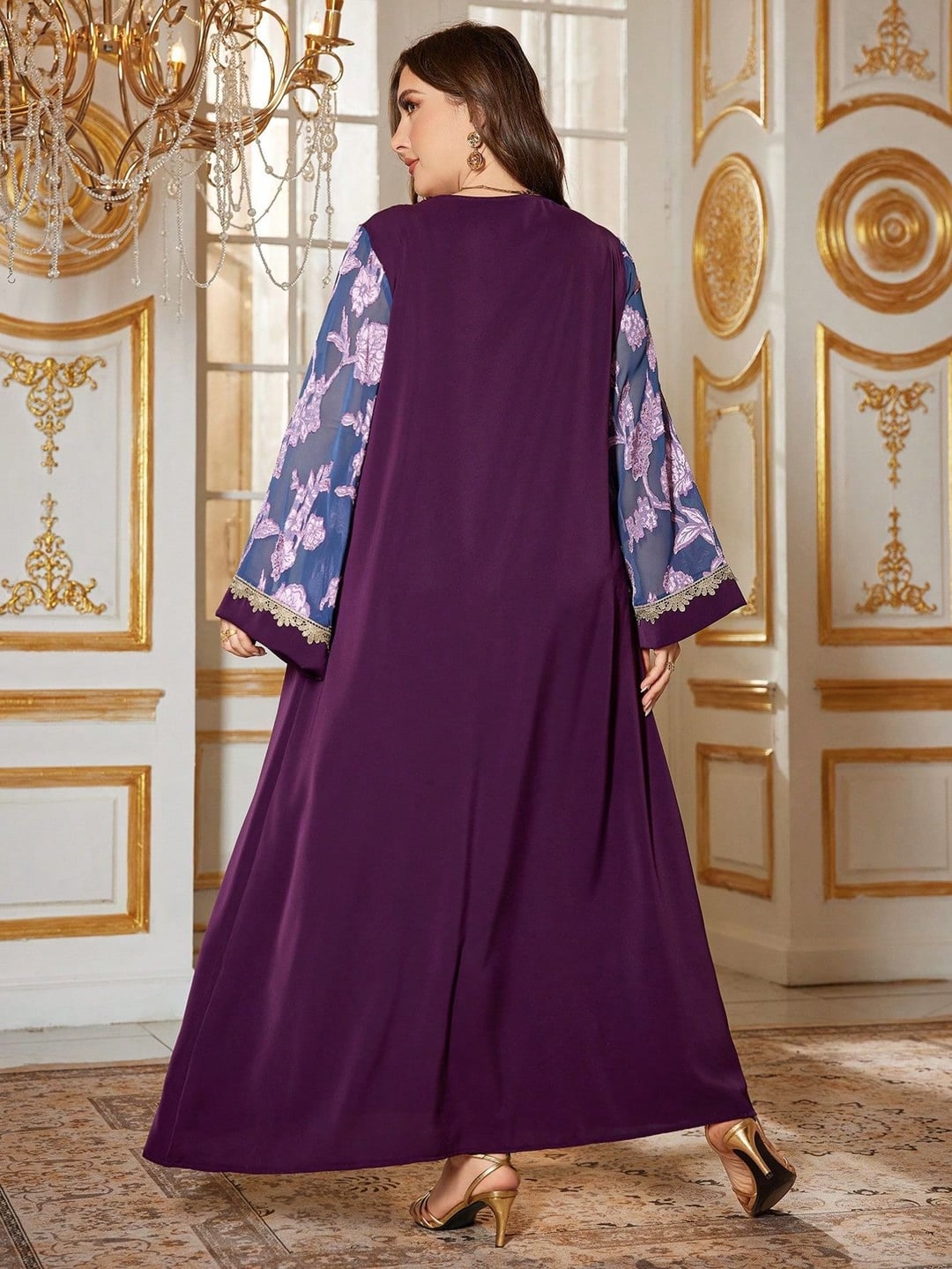 Plus Size Women Robe Embroidered Dress
