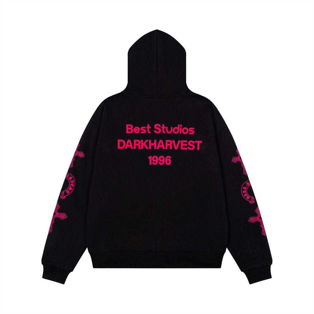 Gothic Letter Graphic Hooded Zip Sweatshirt, Men's Niche Street Style Loose Zip Up Outerwear Spring Autumn