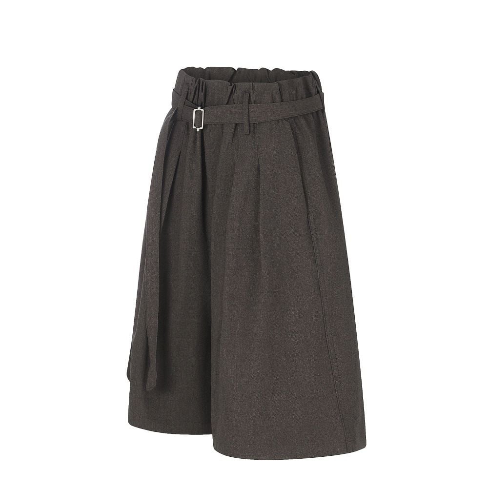 Men Solid Loose Wide‑Leg Suit Shorts, Japanese Street Style Versatile Casual 5‑Point Shorts
