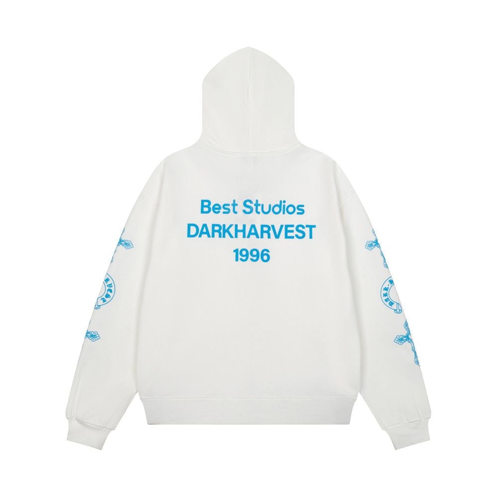 Gothic Letter Graphic Hooded Zip Sweatshirt, Men's Niche Street Style Loose Zip Up Outerwear Spring Autumn