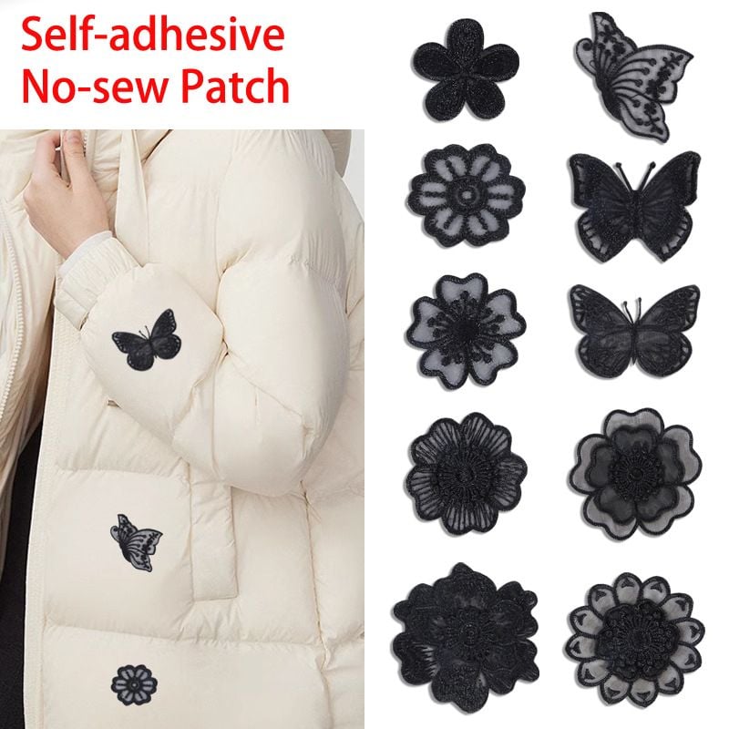 Premium Floral Embroidered Self adhesive Patches for Down Coat Garment Repair