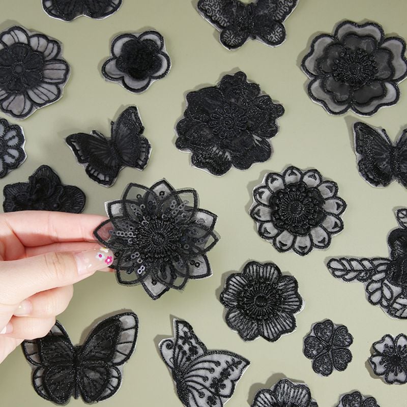 Premium Floral Embroidered Self adhesive Patches for Down Coat Garment Repair