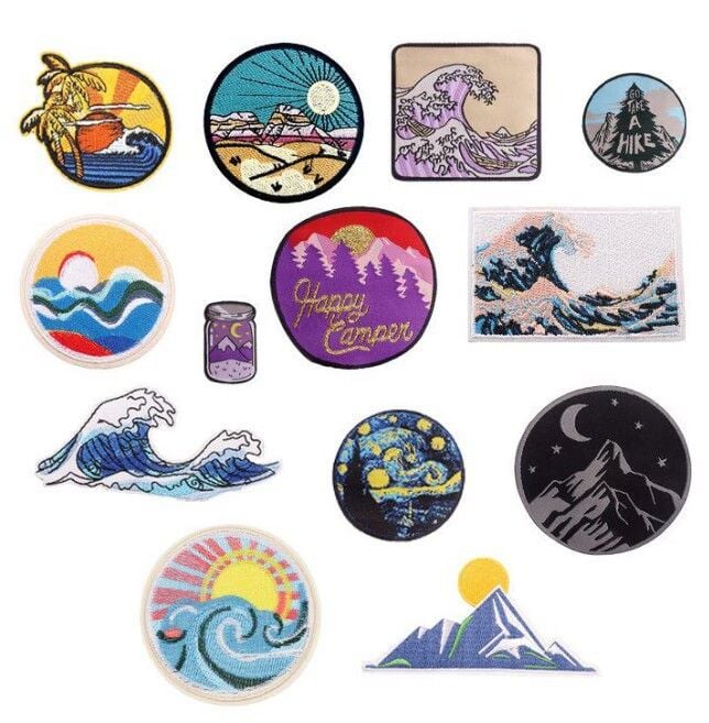 Retro Space Nature Embroidery Patches Self Adhesive Iron On Sew On Decorative Badges