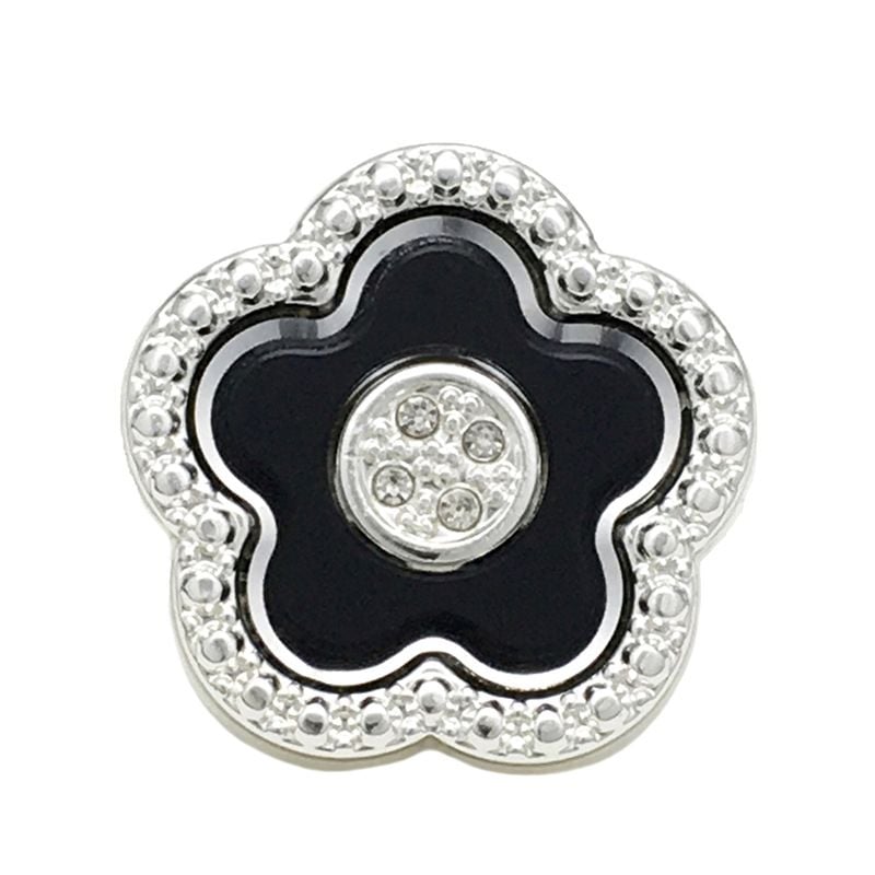 Rhinestone Inlaid Double Flower Metal Buttons