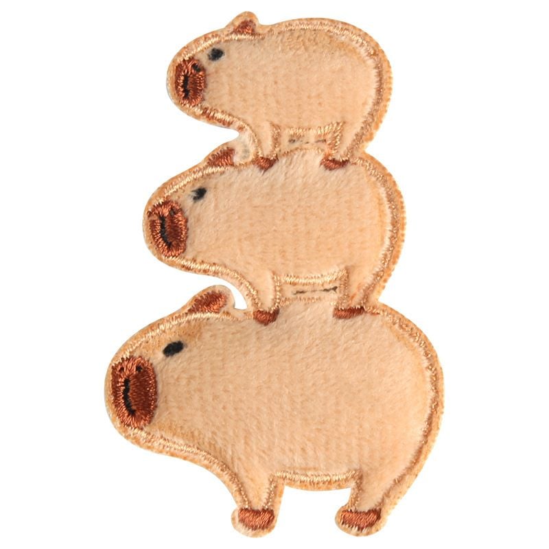 Self adhesive Capybara Embroidered Patches for Down Jacket and DIY Decoration