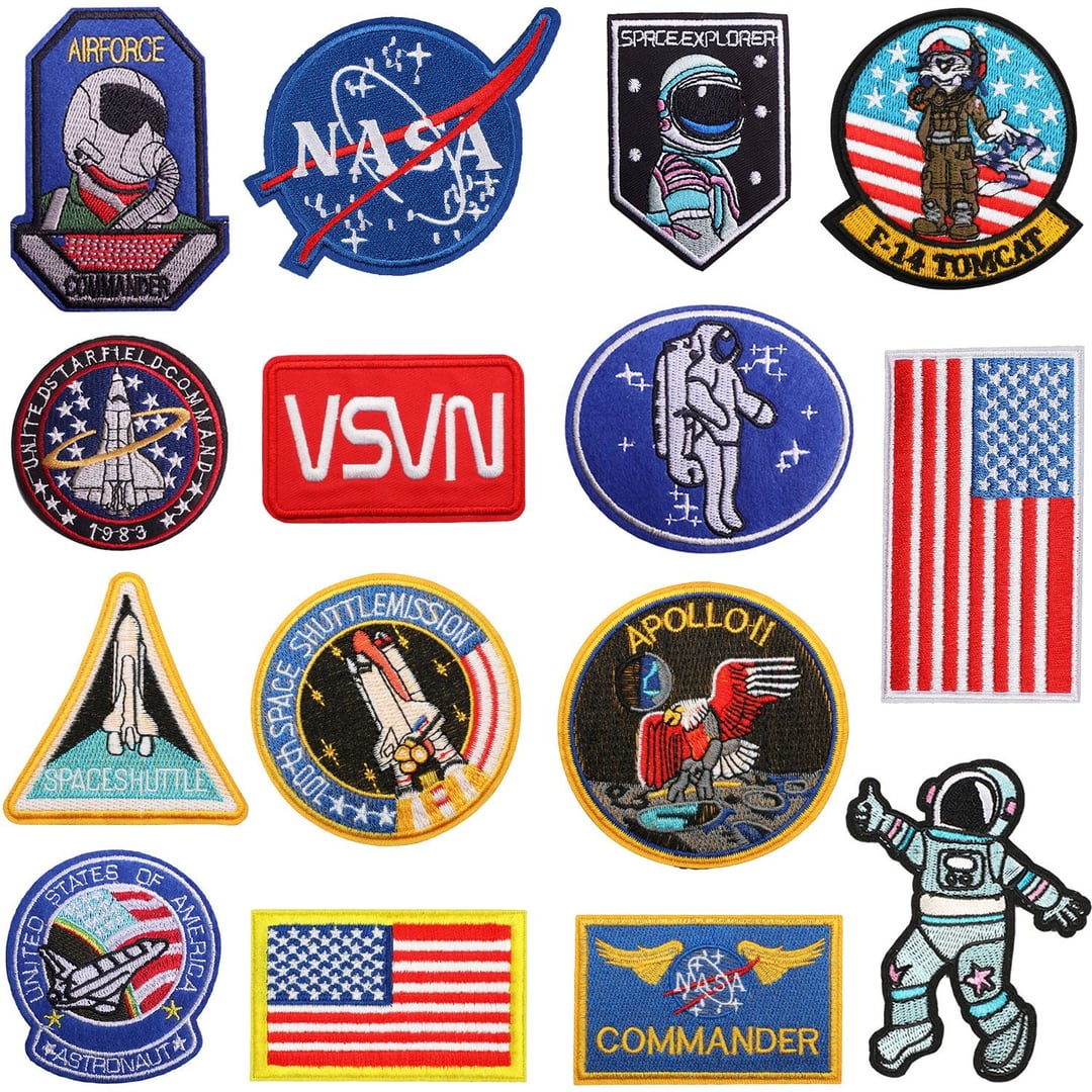 Cartoon Astronaut Rocket Iron On Self Adhesive Embroidery Patches For Jacket Decor