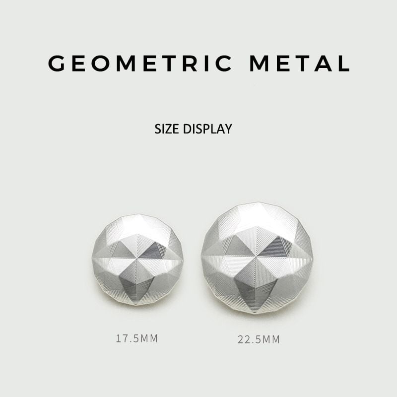 Silver Irregular Lattice Faceted Metal Buttons