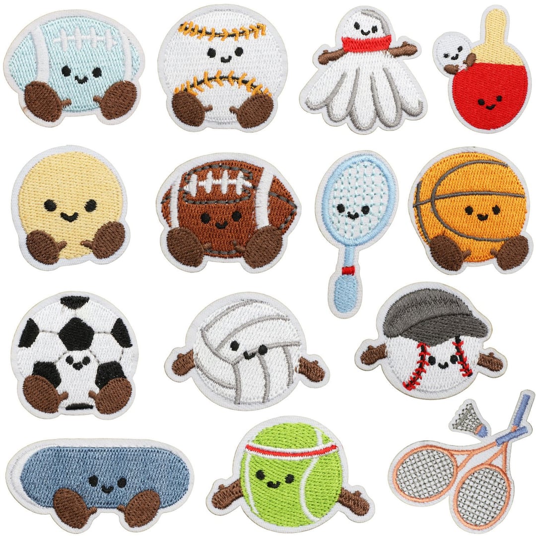 Sports Ball Racket Embroidery Iron On Patches for Kids Clothes Decor