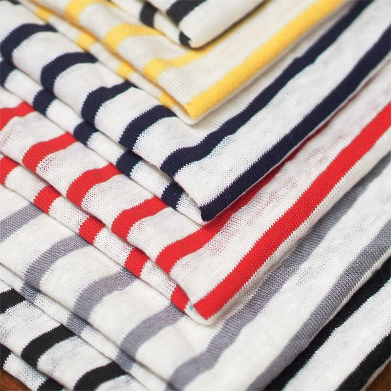 Striped Dyed Knitted Natural Linen Cotton Fabric