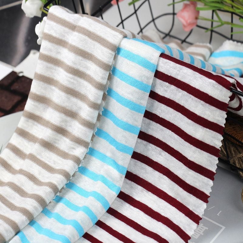 Striped Dyed Knitted Natural Linen Cotton Fabric For Spring Summer