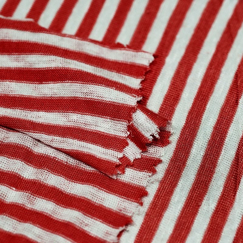 Striped Knitted Linen Viscose Fabric For Slim Fit Casual Summer Short Long Sleeve Dresses