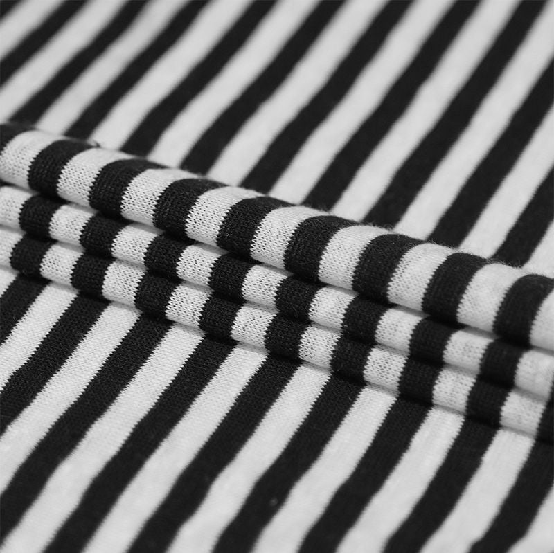 Striped Knitted Linen Viscose Fabric For Slim Fit Casual Summer Short Long Sleeve Dresses