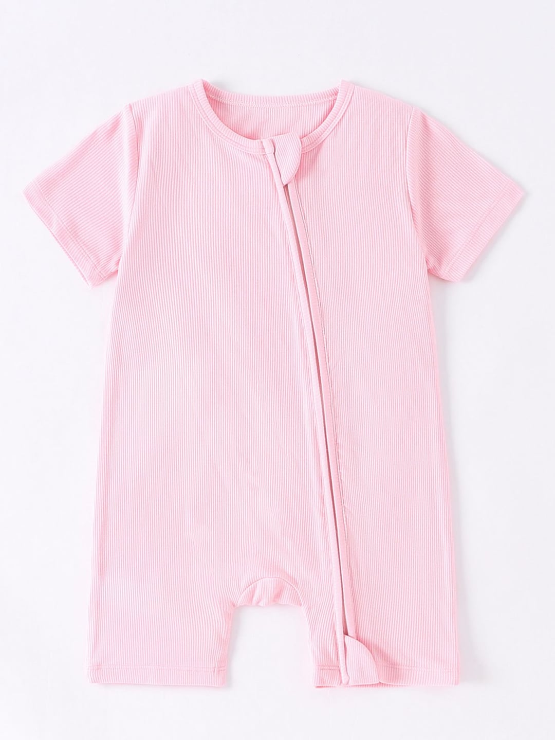 Summer Bamboo Fiber Ribbed Newborn Baby Short Sleeve Romper Sleepwear