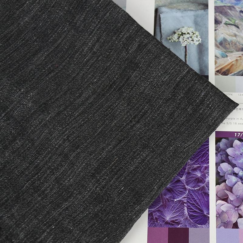 Summer Woven Linen Jacquard Breathable Black Fabric for Women's Dress
