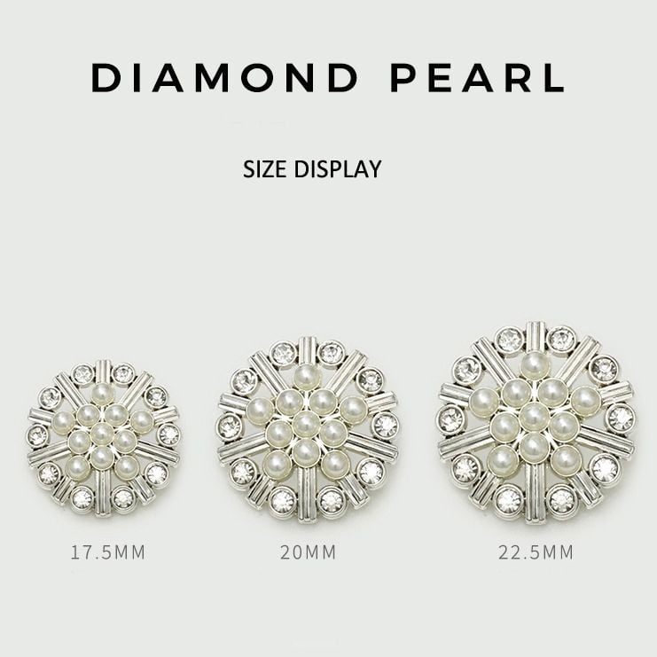 Versatile Rhinestone Pearl Hollow Flower Metal Buttons